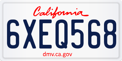 CA license plate 6XEQ568