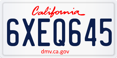 CA license plate 6XEQ645