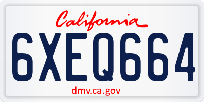 CA license plate 6XEQ664
