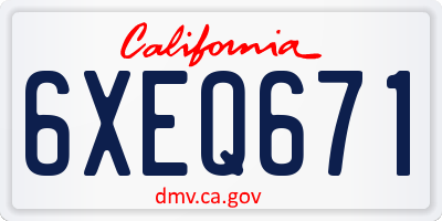 CA license plate 6XEQ671