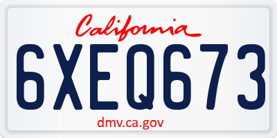 CA license plate 6XEQ673
