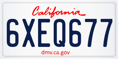 CA license plate 6XEQ677