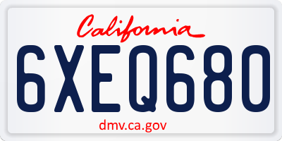 CA license plate 6XEQ680