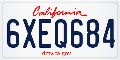 CA license plate 6XEQ684