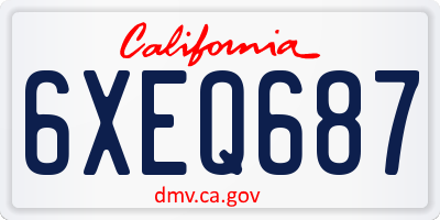 CA license plate 6XEQ687