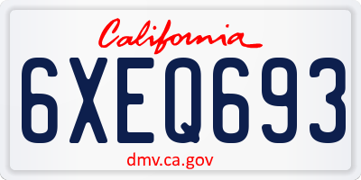 CA license plate 6XEQ693
