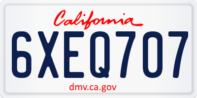 CA license plate 6XEQ707
