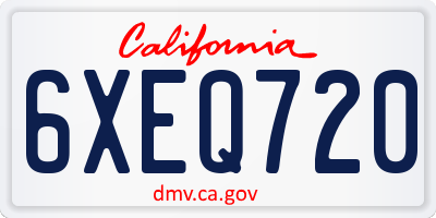 CA license plate 6XEQ720