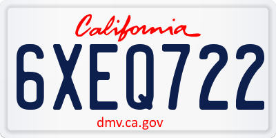 CA license plate 6XEQ722