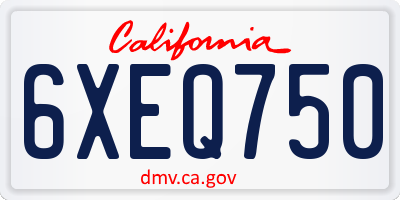 CA license plate 6XEQ750