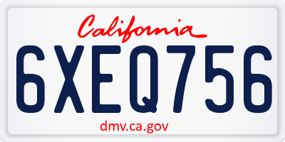 CA license plate 6XEQ756