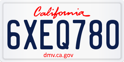 CA license plate 6XEQ780