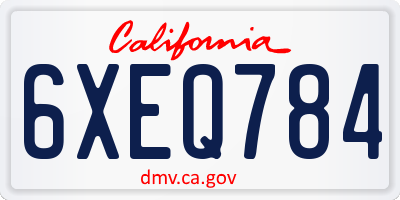 CA license plate 6XEQ784