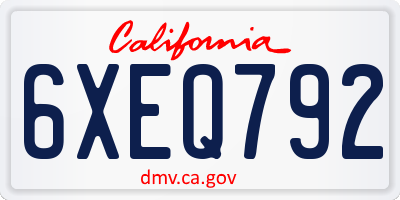 CA license plate 6XEQ792
