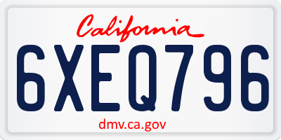 CA license plate 6XEQ796