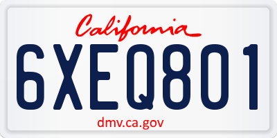 CA license plate 6XEQ801