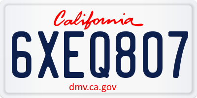 CA license plate 6XEQ807
