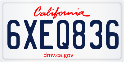 CA license plate 6XEQ836