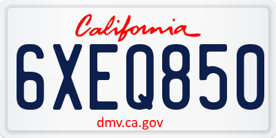 CA license plate 6XEQ850