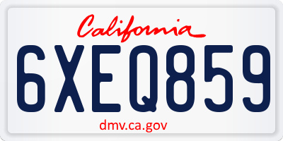 CA license plate 6XEQ859
