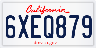 CA license plate 6XEQ879