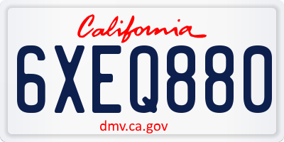 CA license plate 6XEQ880