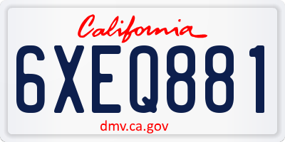CA license plate 6XEQ881