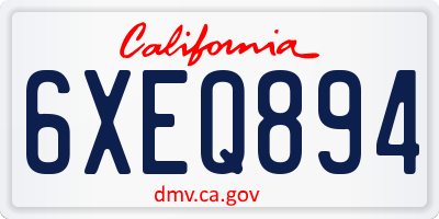 CA license plate 6XEQ894