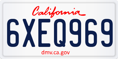 CA license plate 6XEQ969
