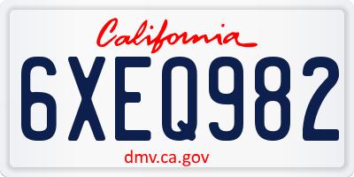 CA license plate 6XEQ982