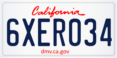 CA license plate 6XER034