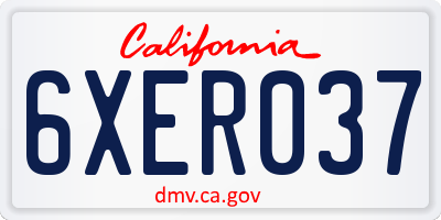 CA license plate 6XER037