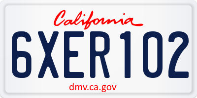 CA license plate 6XER102