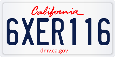 CA license plate 6XER116
