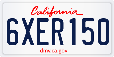 CA license plate 6XER150