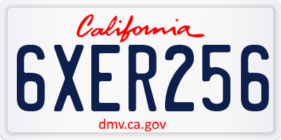 CA license plate 6XER256