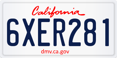 CA license plate 6XER281