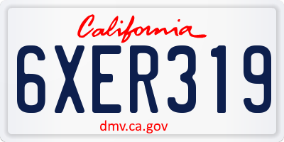 CA license plate 6XER319