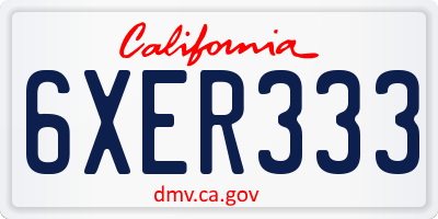 CA license plate 6XER333