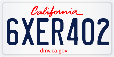 CA license plate 6XER402