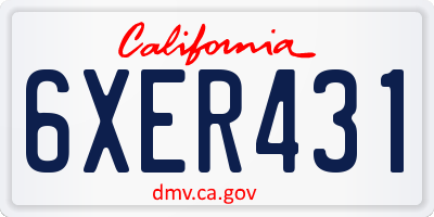 CA license plate 6XER431