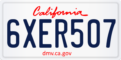 CA license plate 6XER507