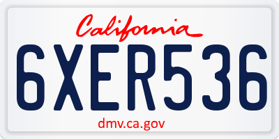 CA license plate 6XER536