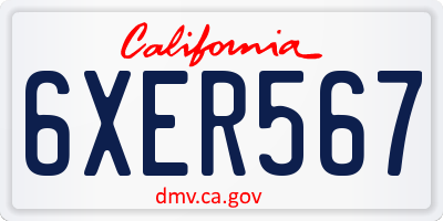 CA license plate 6XER567