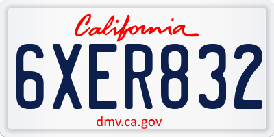 CA license plate 6XER832