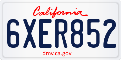 CA license plate 6XER852