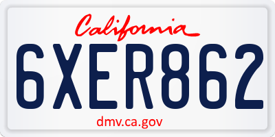 CA license plate 6XER862