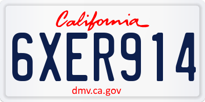 CA license plate 6XER914