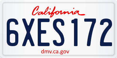 CA license plate 6XES172