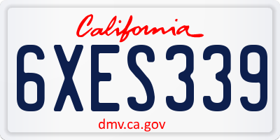 CA license plate 6XES339